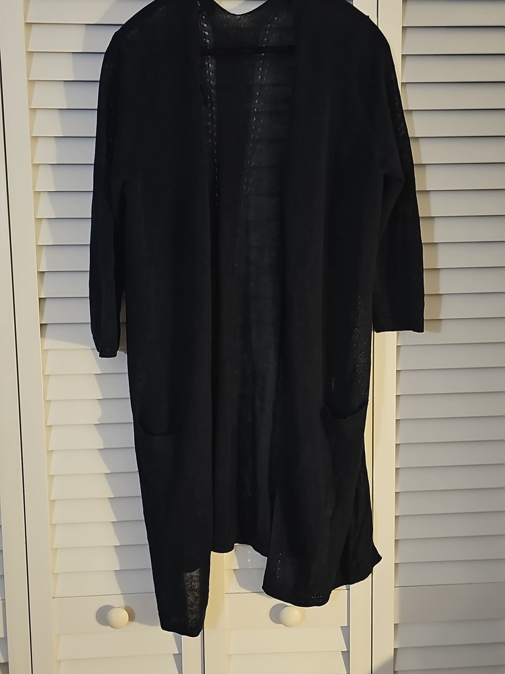 Talbots Long Open-Front Lightweight Cardigan - Navy